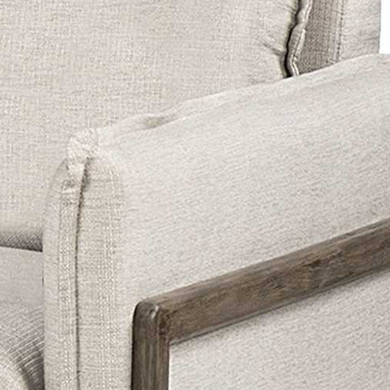 Linen Arm Chair - Cream And Wood Brown