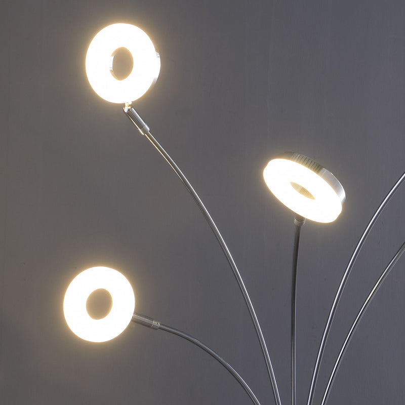 5 Light Contempo Arc LED Floor Lamp - Silver