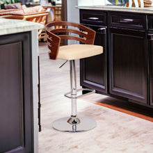 Load image into Gallery viewer, 44" Swivel Low Back Adjustable Height Bar Chair - Cream / Silver
