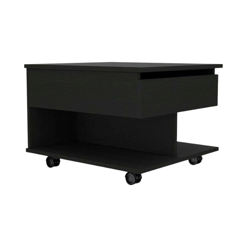 Wood Lift Top Wheel Coffee Table - Black