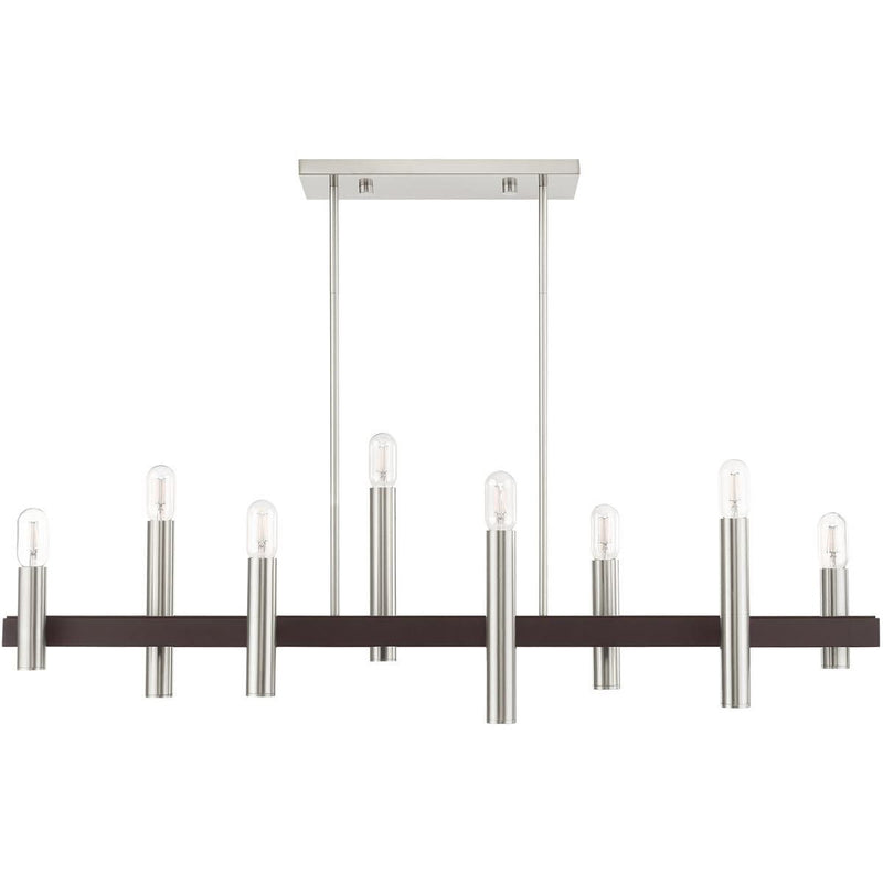 24'' Eight Light Dimmable Chandelier With Shades - Bronze