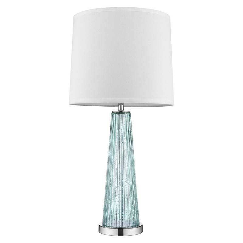 Glass Buffet Lamp With Off-White Empire Shade - Aqua