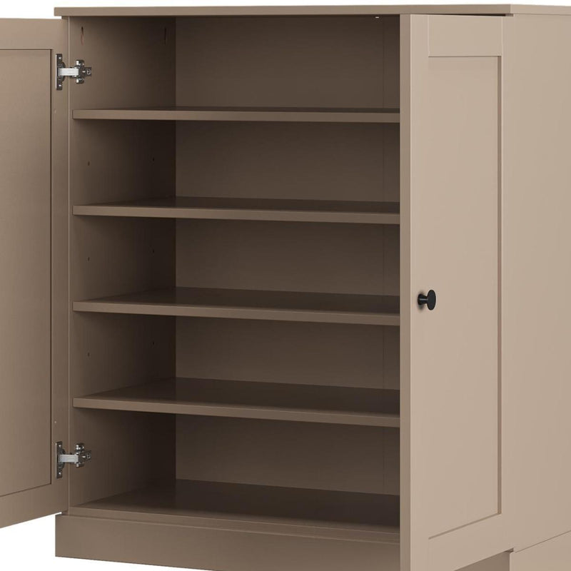 Twenty Pair Solid Woodshoe Storage Cabinet (752353) - Beige