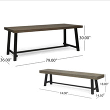 Load image into Gallery viewer, Outdoor 3 Piece Picnic Dining Set - Gray / Rustic Metal
