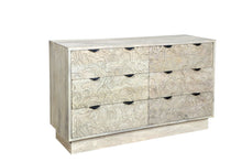Load image into Gallery viewer, 57" Carved Geometric Solid Wood Six Drawer Dresser - White
