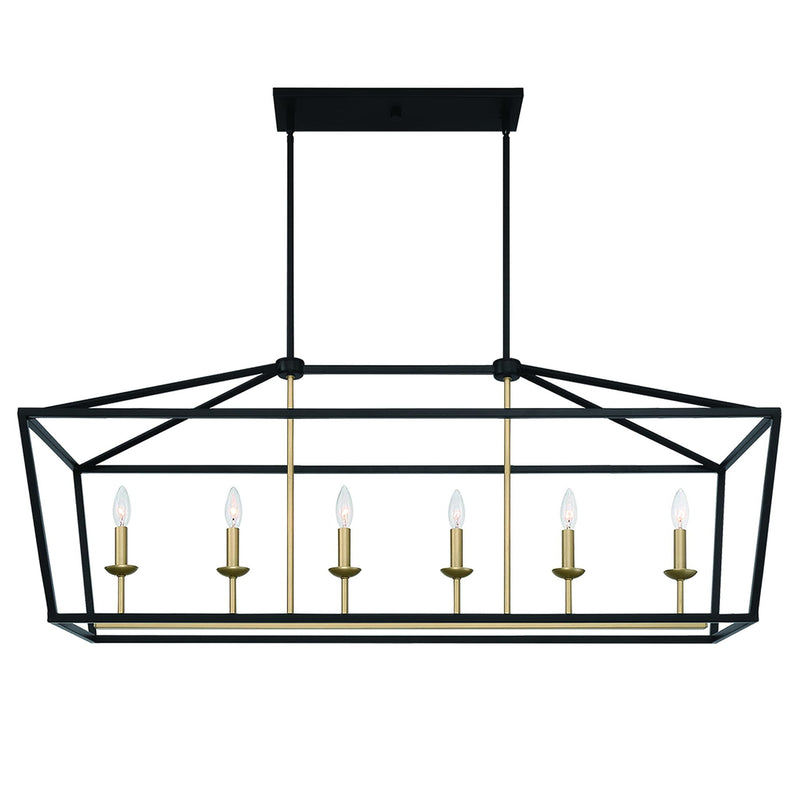 20" Candle Style Six Light Metal Dimmable Chandelier - Black / Gold