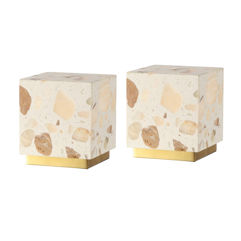 Square USB Table Lamps With Square Shades (Set of 2) - Ivory