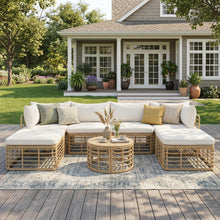Load image into Gallery viewer, Outdoor Patio Furniture, All-Weather Rattan Sectional Sofa Set With Thick Cushions And Pillows, Freely Combined Conversation Sets For Garden, Backyard, Balcony
