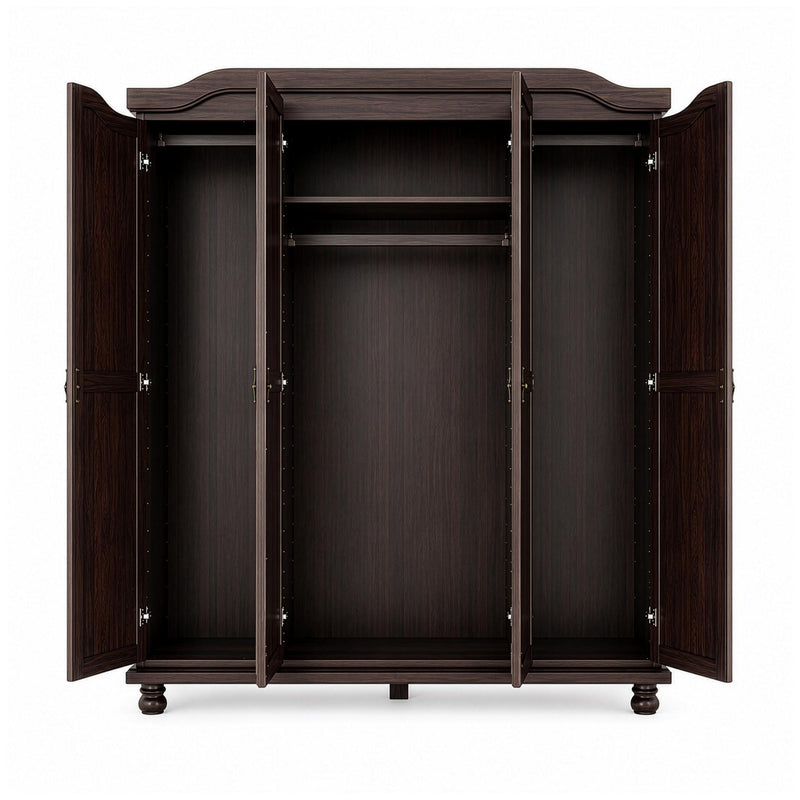 Solid Wood Mirrored Four Door Combo Dresser (764848) - Dark Brown