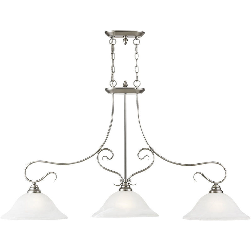 27" Three Light Dimmable Chandelier With Shades - Nickel