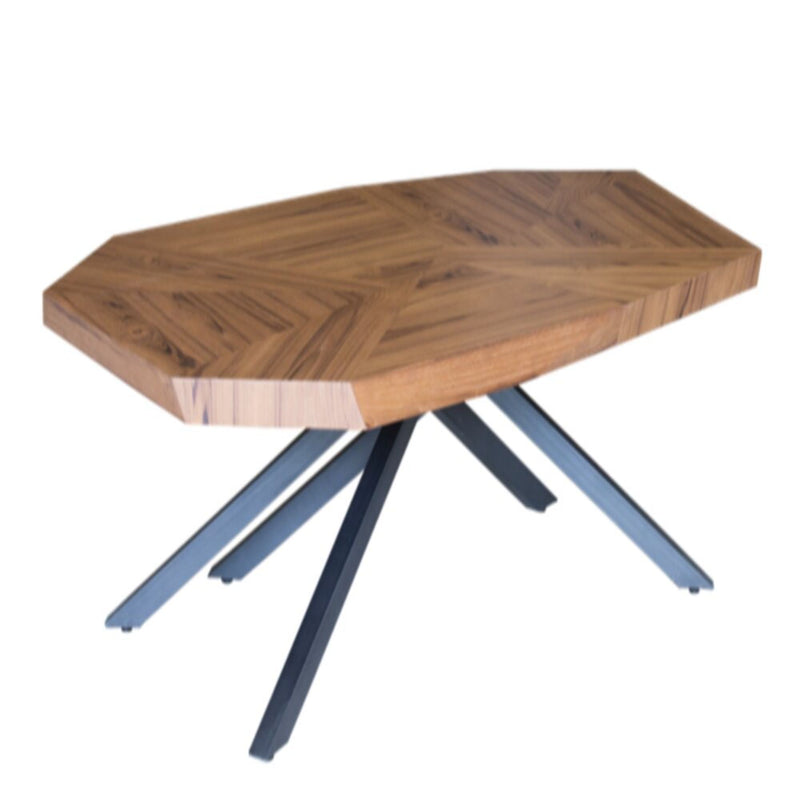 Solid Wood And Iron Free Form Coffee Table - Brown And Dark Gray