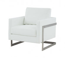 Load image into Gallery viewer, Faux Leather Arm Chair - White And Silver
