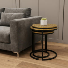 Load image into Gallery viewer, Round Nested Tables (Set of 3) - Black And Brass

