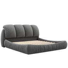 Load image into Gallery viewer, King Size Luxury Upholstered Bed with Thick Headboard, Velvet King Bed with Oversized Padded Backrest, Gray(Expect Arrive date 2024/3/15)
