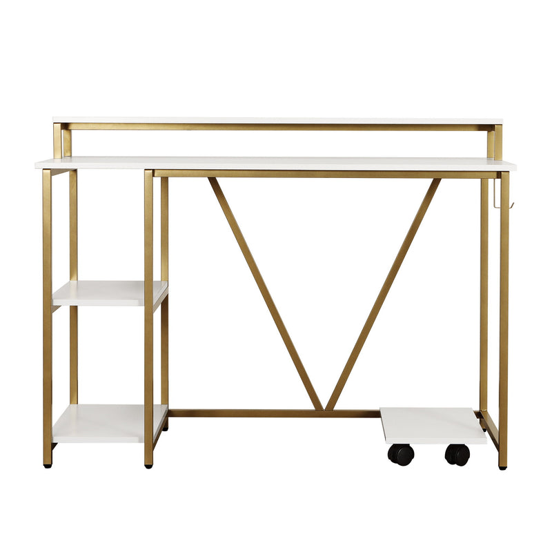 Stainless Computer Desk - Gold / White
