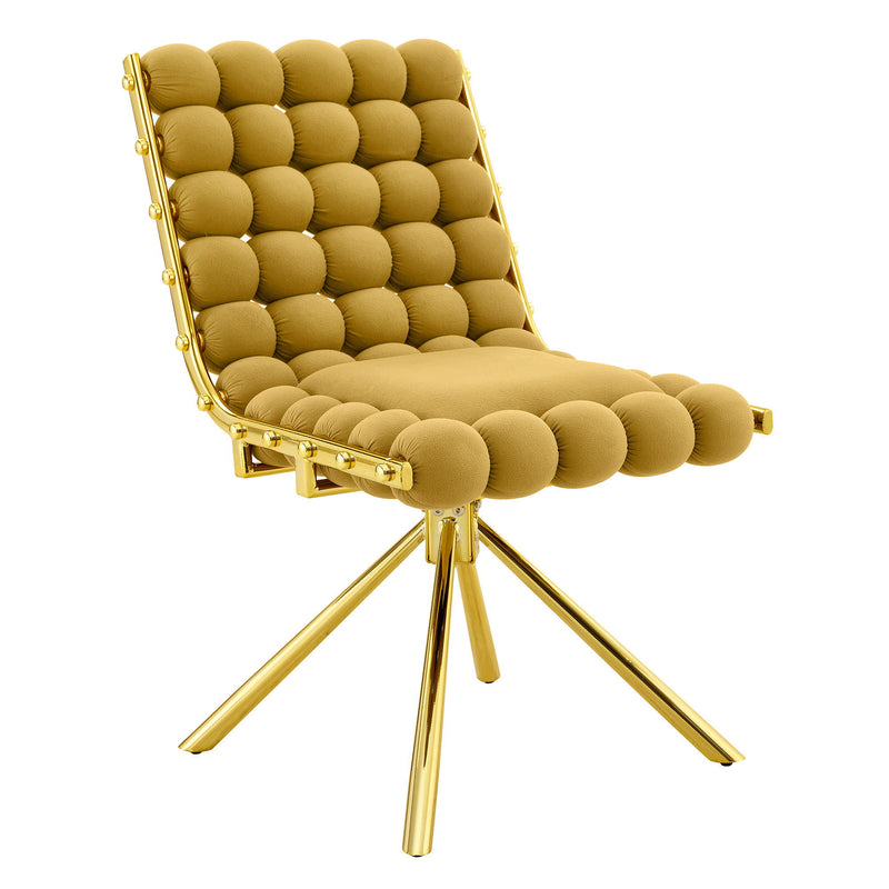 Velvet Metal Dining Side Chairs (Set of 2) - Yellow / Gold