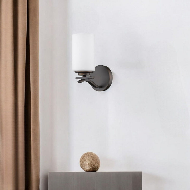 One Light Bronze And Glass Wall Sconce - Bronze