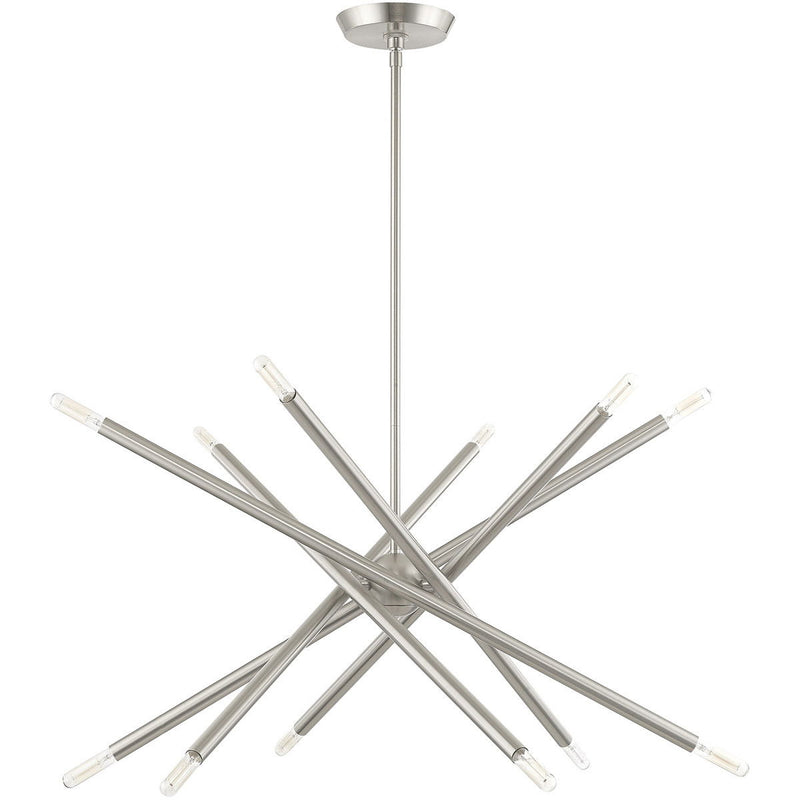 Six-Light Dimmable Chandelier With Shades - Nickel