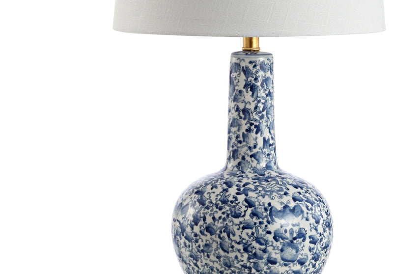 30" Gourd Table Lamp With Drum Shade - Blue