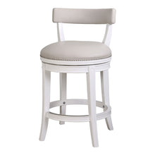 Load image into Gallery viewer, 26" Casual Faux Leather And Solid Wood Low Back Counter Height Swivel Bar Chair - White

