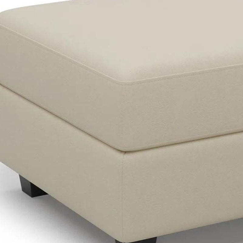 Faux Leather Storage Ottoman - Beige / Black