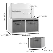 Load image into Gallery viewer, Bookshelf With Storage Bins, Bookcase With Book Display Shelf And 2 Bins, Cute Bear Shaped Backboard, Toy Organizer - White
