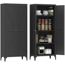 Load image into Gallery viewer, Adjustable 2 Door Kitchen Pantry Cabinet With Striped Design
