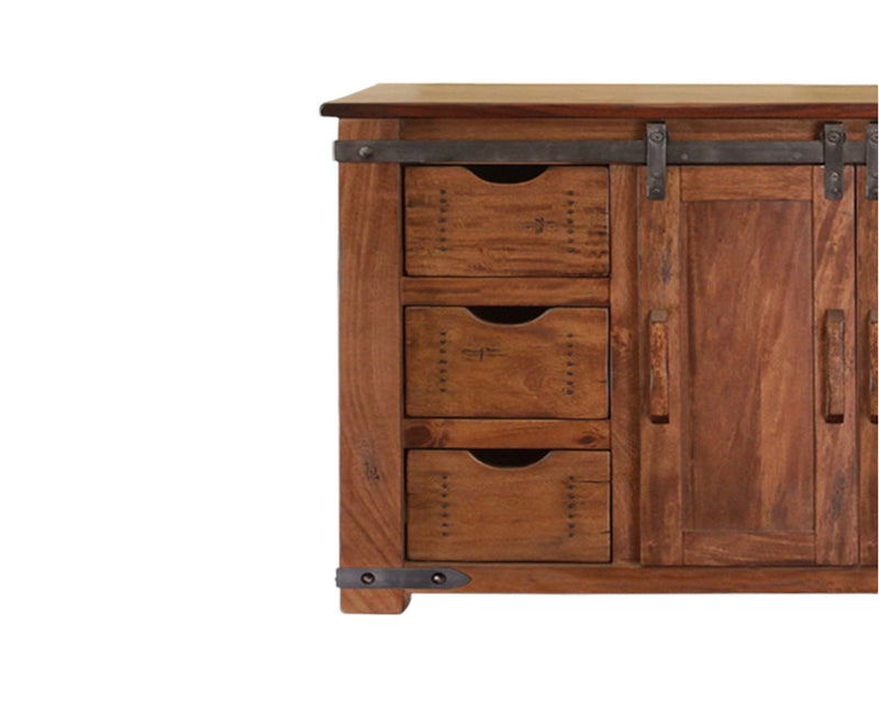 Solid Enclosed Storage Distressed TV Stand - Brown