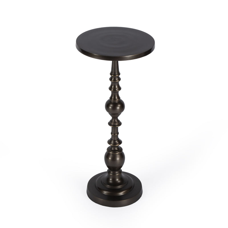 23" Metal Round Pedestal End Table - Bronze