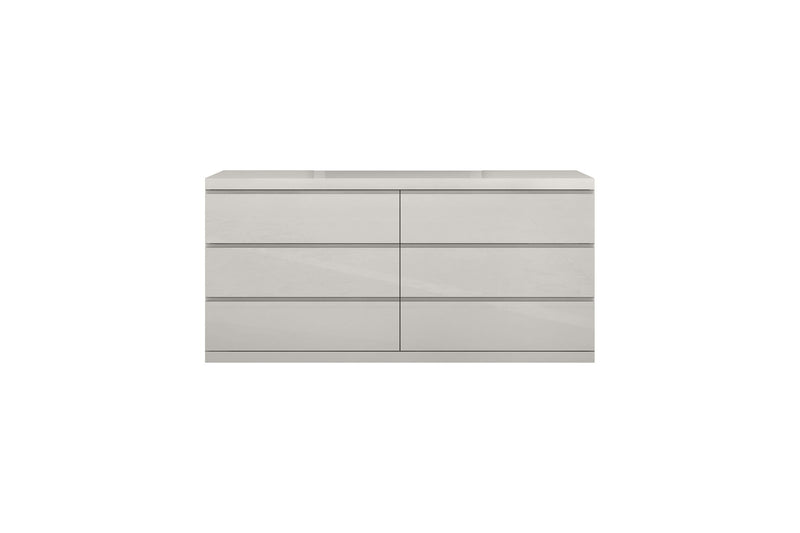 63" Wood Six Drawer Double Dresser For Bedroom - Gray
