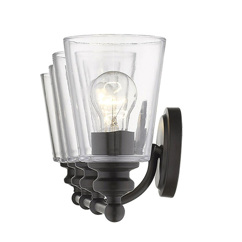 Metal And Glass Vanity Flush Mounted Sconce (398768) - Black And Clear