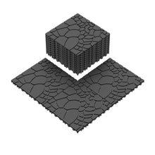 Load image into Gallery viewer, Stone Texture Patio Deck Tiles, Diy Interlocking Floor Tiles (Set of 44) - Dark Gray
