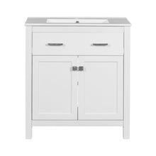 Load image into Gallery viewer, Bathroom Vanity With Ceramic Sink, Modern Single Bathroom Cabinet With 2 Doors And A Shelf, Soft Close Doors
