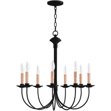 Load image into Gallery viewer, 24" Eight Light Dimmable Chandelier With Shades - Black
