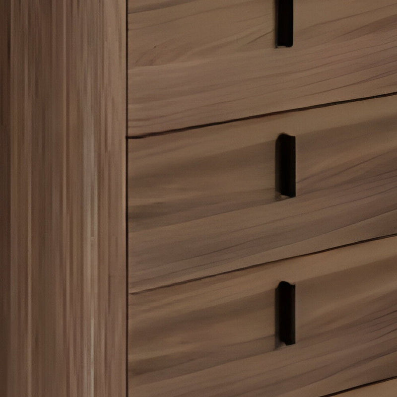White Marble Manufactured Wood Solid Wood Stainless Steel Five Drawer Chest - Walnut