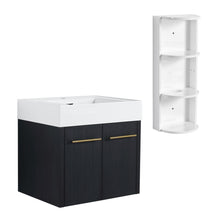 Load image into Gallery viewer, Modern Wall Mounted Bathroom Vanity With Resin Sink And Storage Rack
