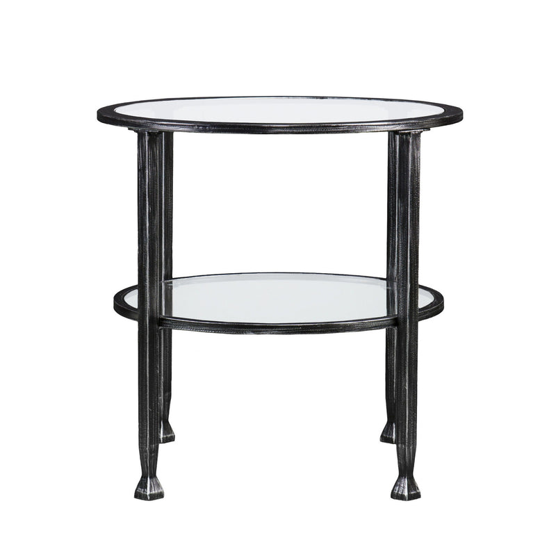 Glass Iron Round End Table - Black
