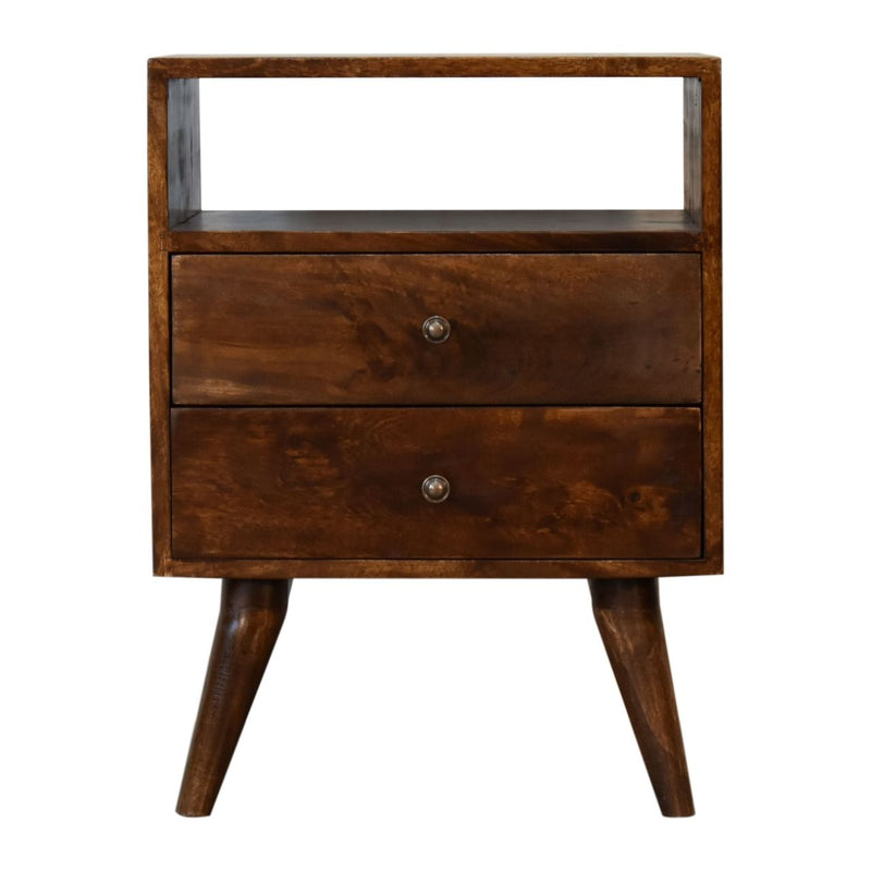 24" Solid Wood Two Drawer Nightstand - Chestnut