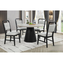 Load image into Gallery viewer, Dining Set With Round Table And 4 Upholstered Chairs - Black / Gray
