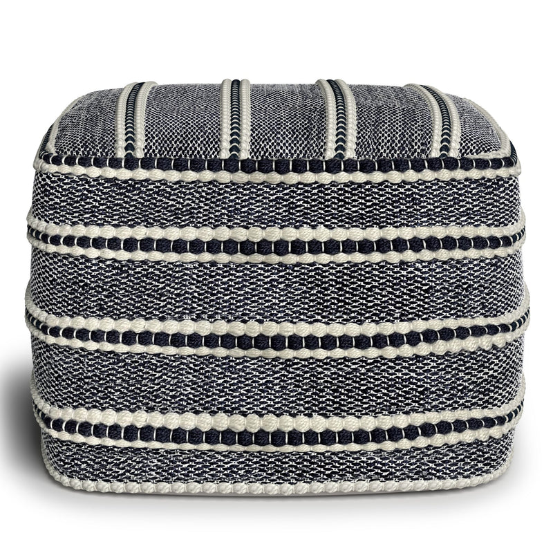 Corrie - Square Outdoor / Indoor Pouf - Navy / White
