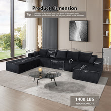 Load image into Gallery viewer, Luxury 8 Piece Modular U Shaped Sectional Sofa With Oversized Chaise Lounge And Bed Corduroy Upholstery
