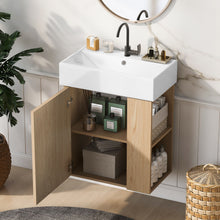 Load image into Gallery viewer, Modern Floating Bathroom Vanity With Ceramic Basin Perfect For Small Bathrooms
