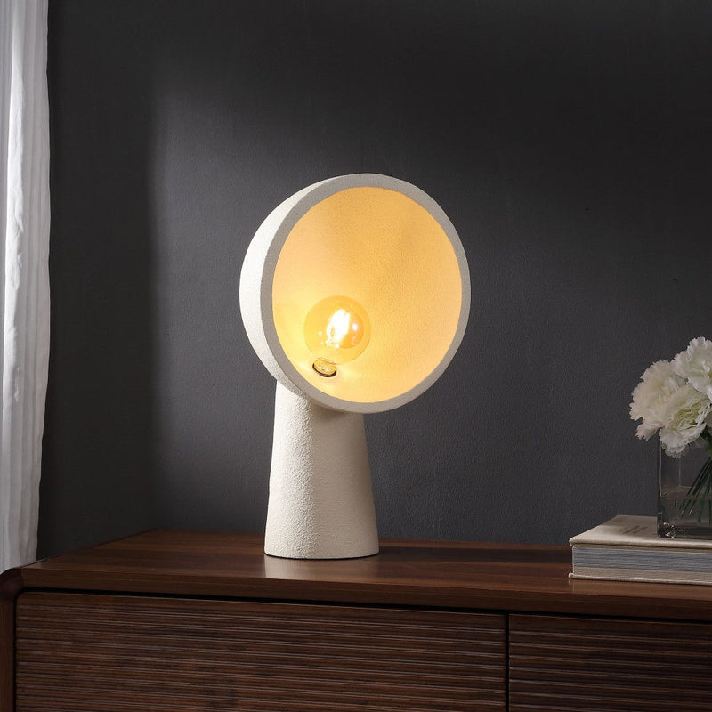 Geometric Table Lamp With Globe Shade - Cream