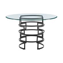 Load image into Gallery viewer, 48" Glass And Iron Pedestal Base Round Top Dining Table - Black
