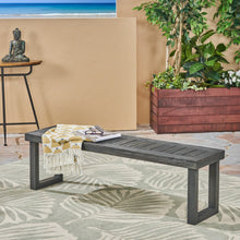 Load image into Gallery viewer, Realm - Outdoor Bench With Slat Panel Top And Base - Dark Gray
