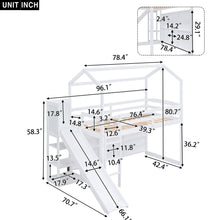 Load image into Gallery viewer, House Loft Bed With Slide, Storage Shelves And Light, Climbing Ramp
