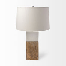 Load image into Gallery viewer, Block Table Or Desk Lamp - White Marble And Natural Wood
