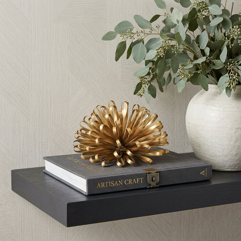 Abstract Bloom Painted Sculpture - Gold