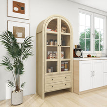 Load image into Gallery viewer, Tall Arched Kitchen Pantry, Modern Farmhouse Wood Kitchen Storage Cabinets, Arched Storage Display Cabinet With Adjustable Shelves, Versatile Cupboard For Kitchen, Dining Room, Living Room - Natural
