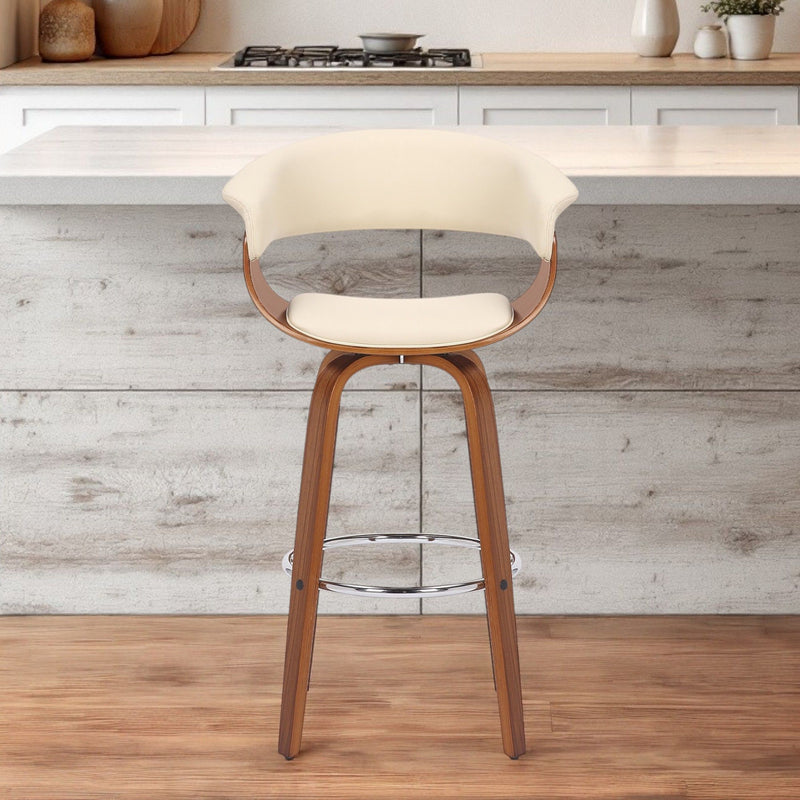 Swivel Low Back Bar Height Bar Chair - Cream / Brown